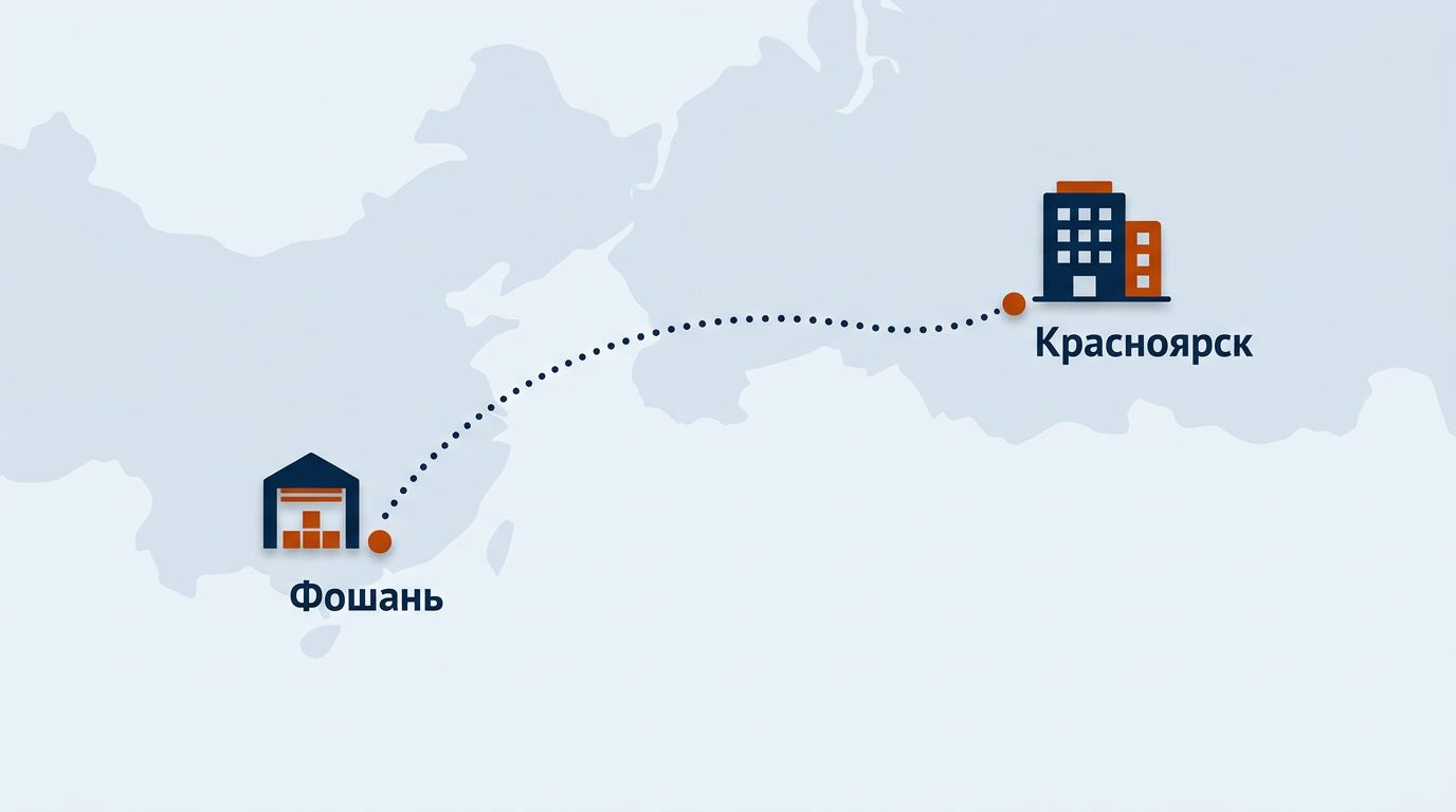 Маршрут груза: склад партнёра в Фошане — офис в Красноярске